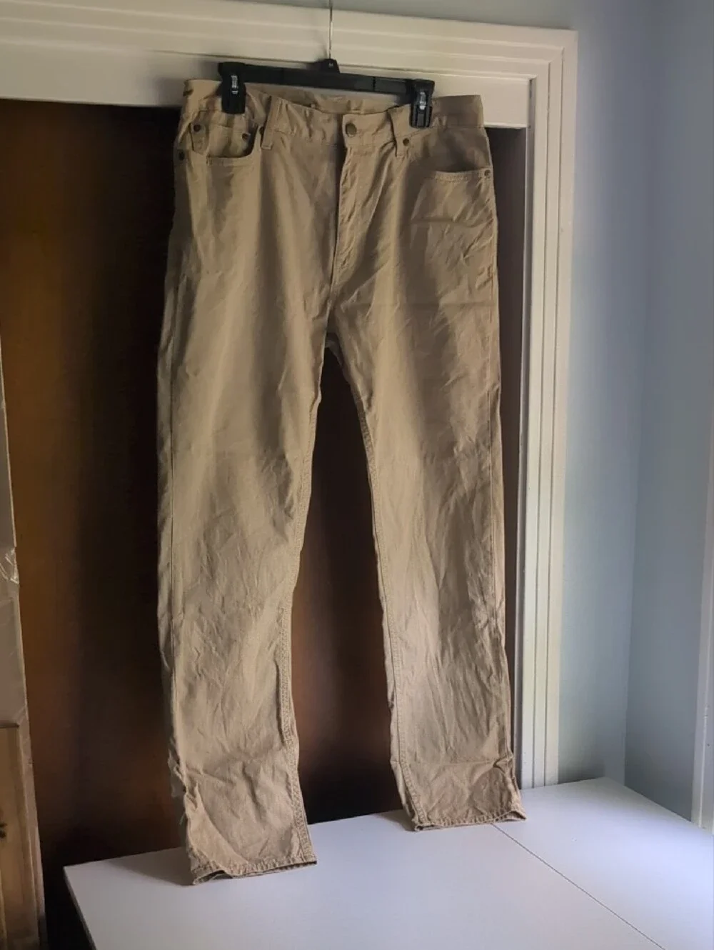 Banana Republic Men's Slim Fit 34x32 Linen Cotton Blend Khaki Pants